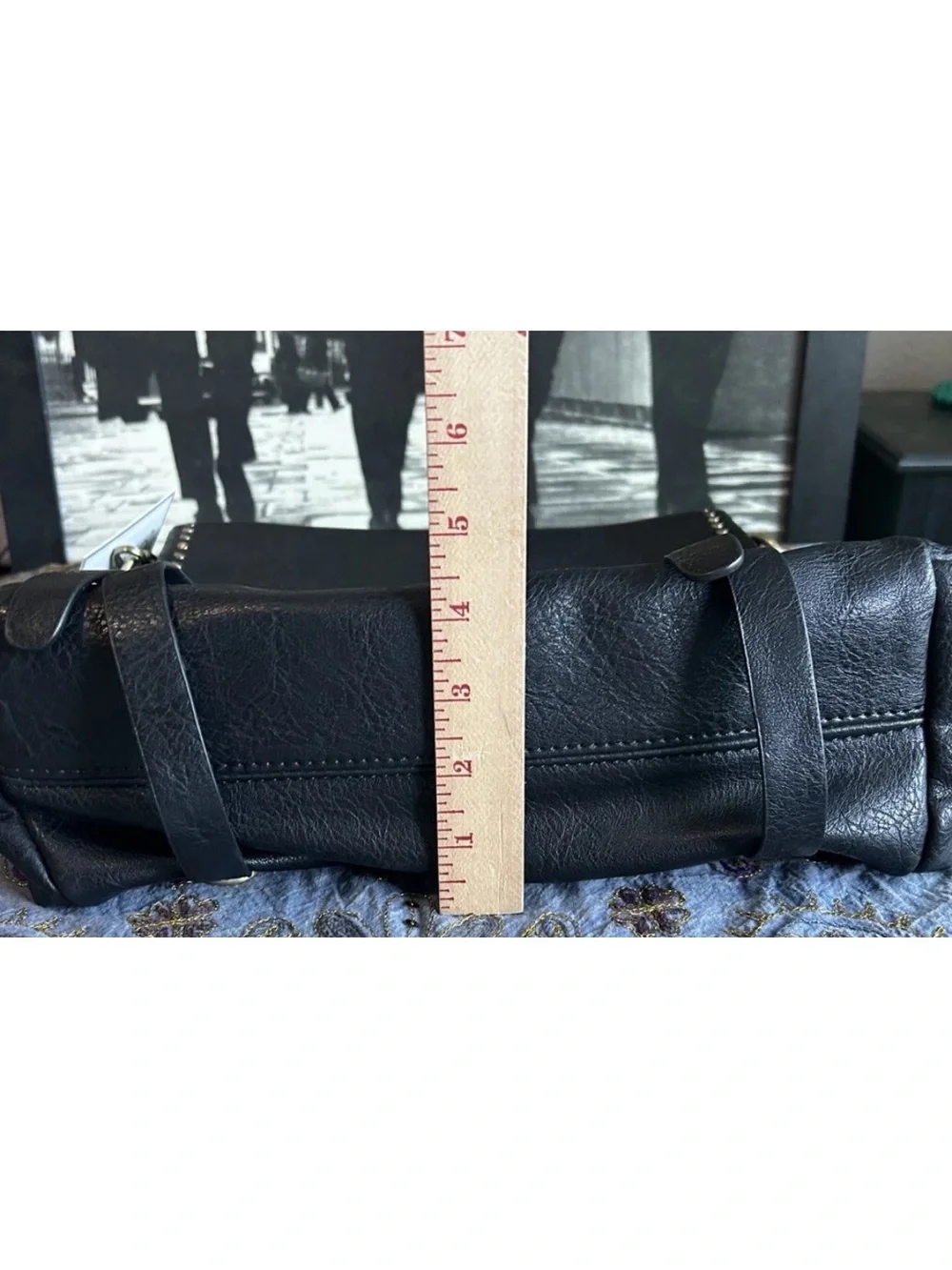 Jen & Co Indigo Convertible Backpack Purse Flap Over Front Metal Studs Black 12”